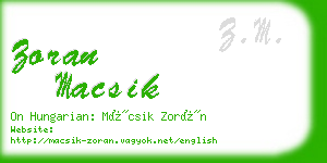 zoran macsik business card